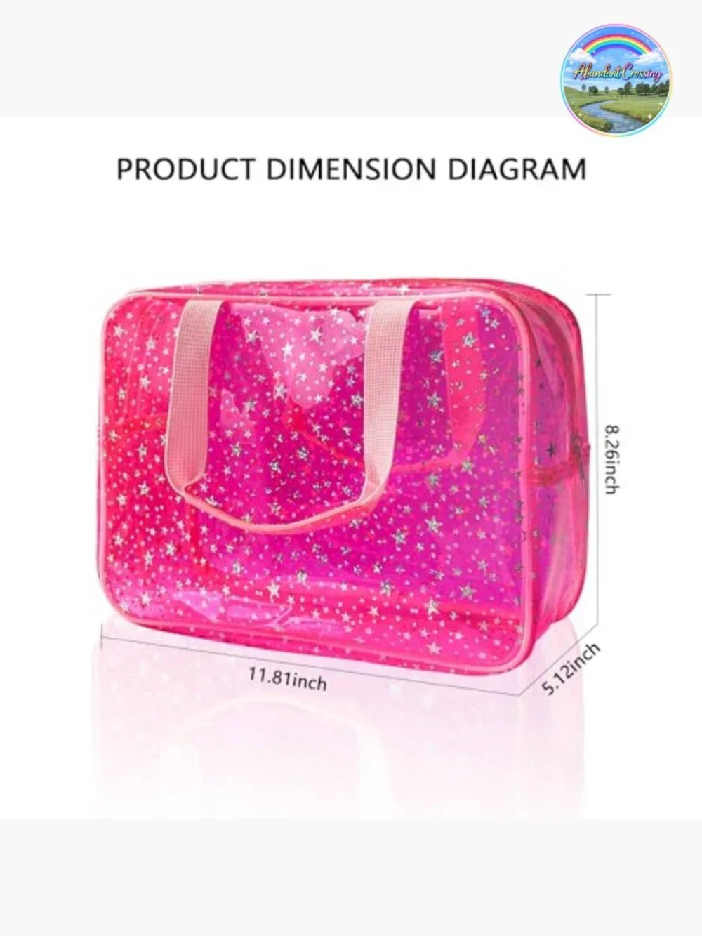 Large Cosmetic Bag with Handle, Durable PVC, Zipper, Travel Pouch